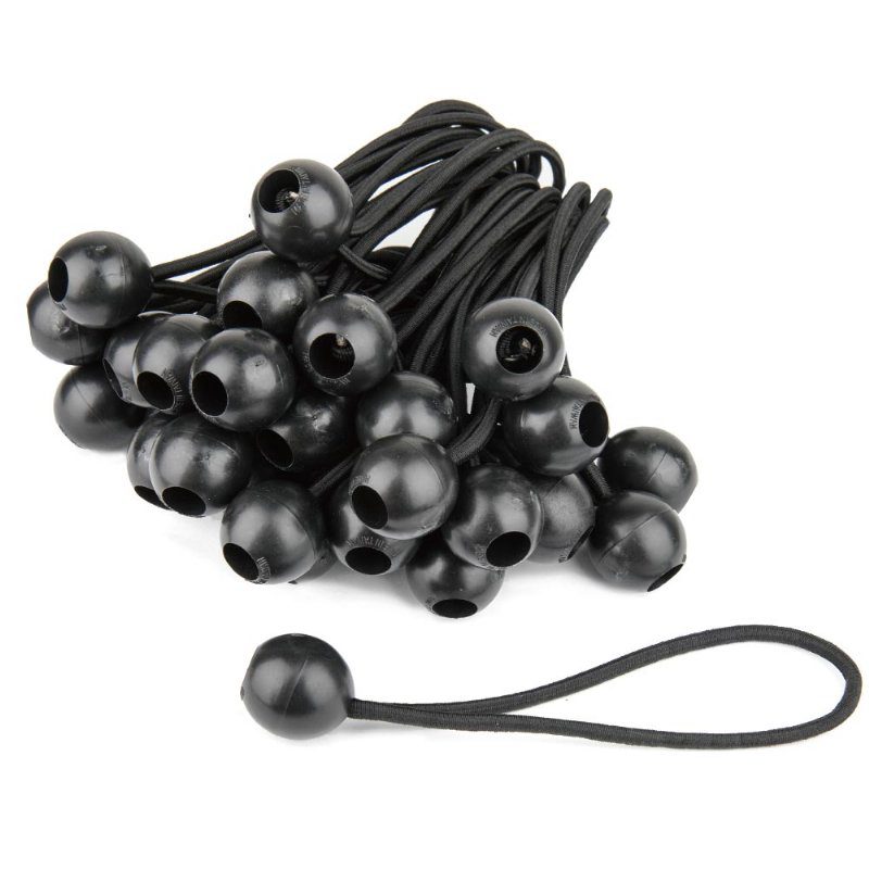Kupo BG4506 | 6-Inch Heavy Duty Black Ball Bungees (Set of 50)